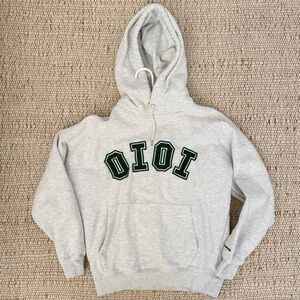 Oioi Gray Hoodie with Green Lettering